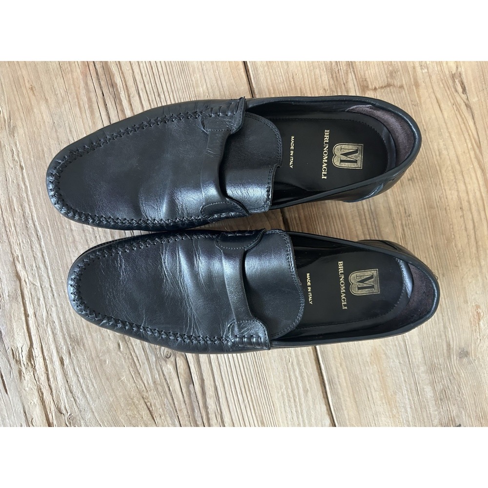 Bruno Magli Porro Black  Men's Leather Loafer  Dress Shoes Size 8.5 Italy MINT